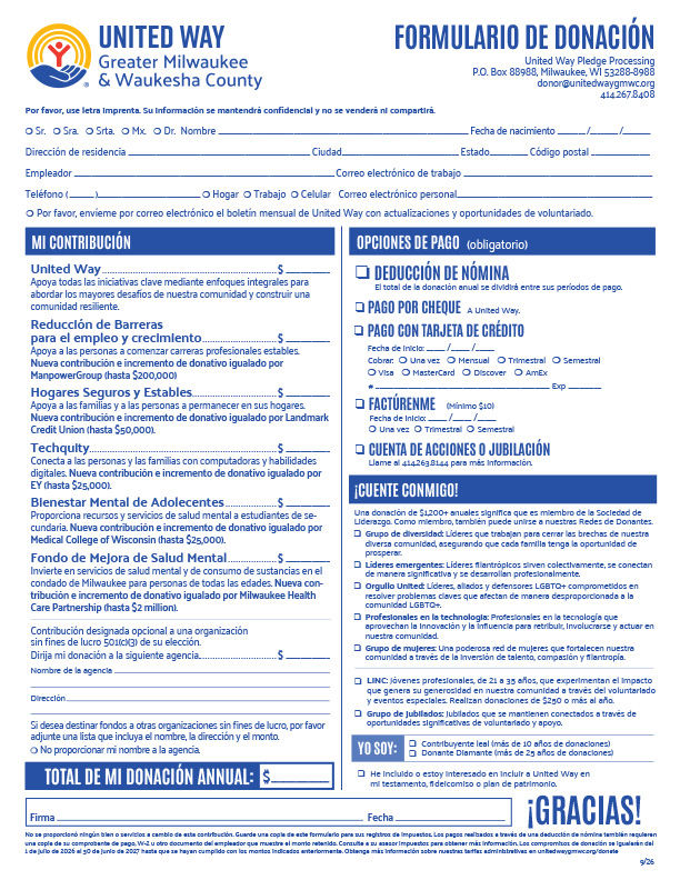 Image of Spanish pledge form