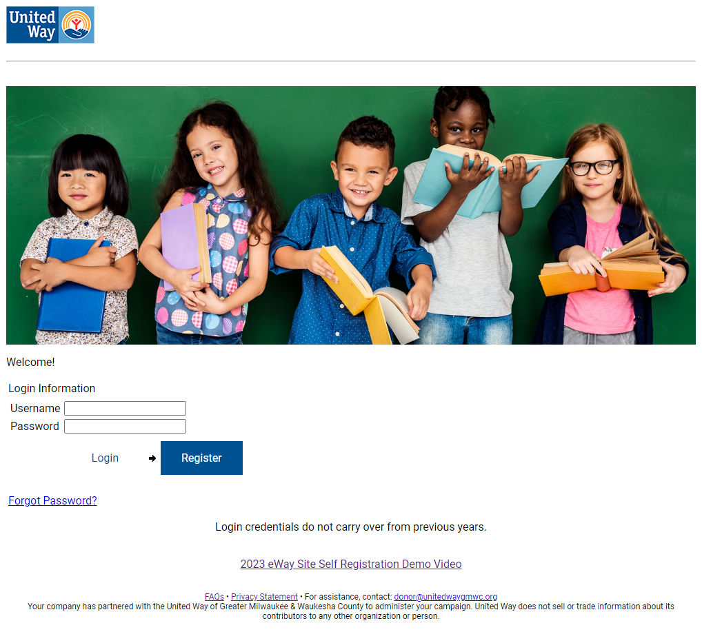2023 Demo Screenshot of Login Screen