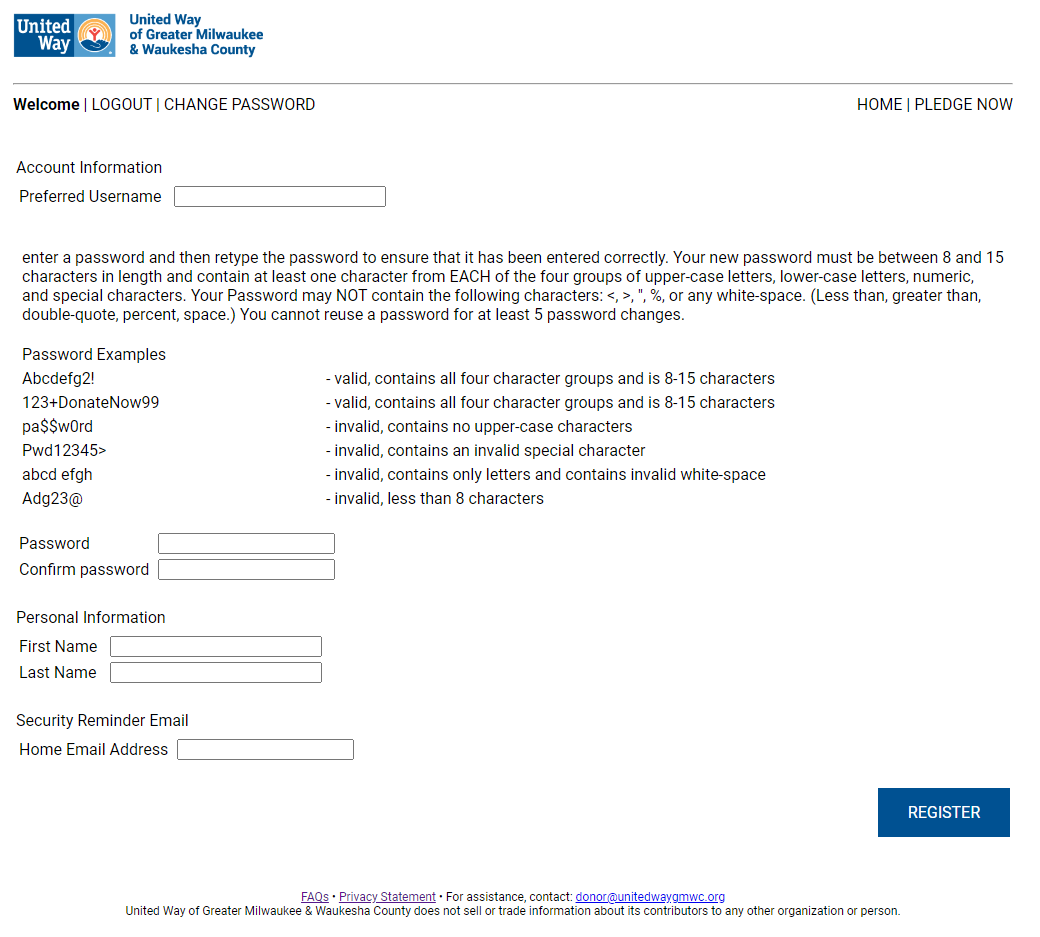 2023 Demo Screenshot of Registration Screen