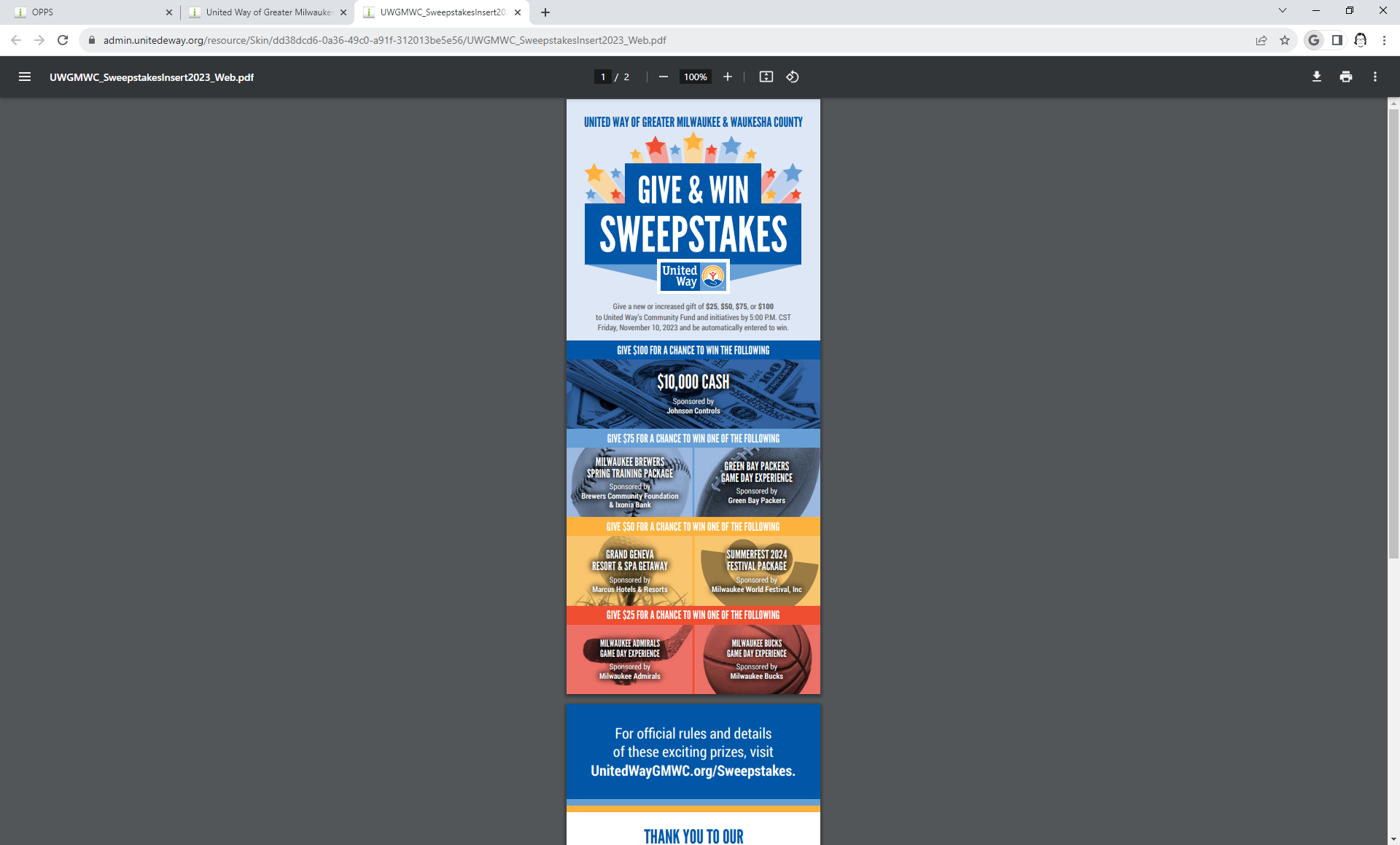 2023 Demo Screenshot of Give & Win