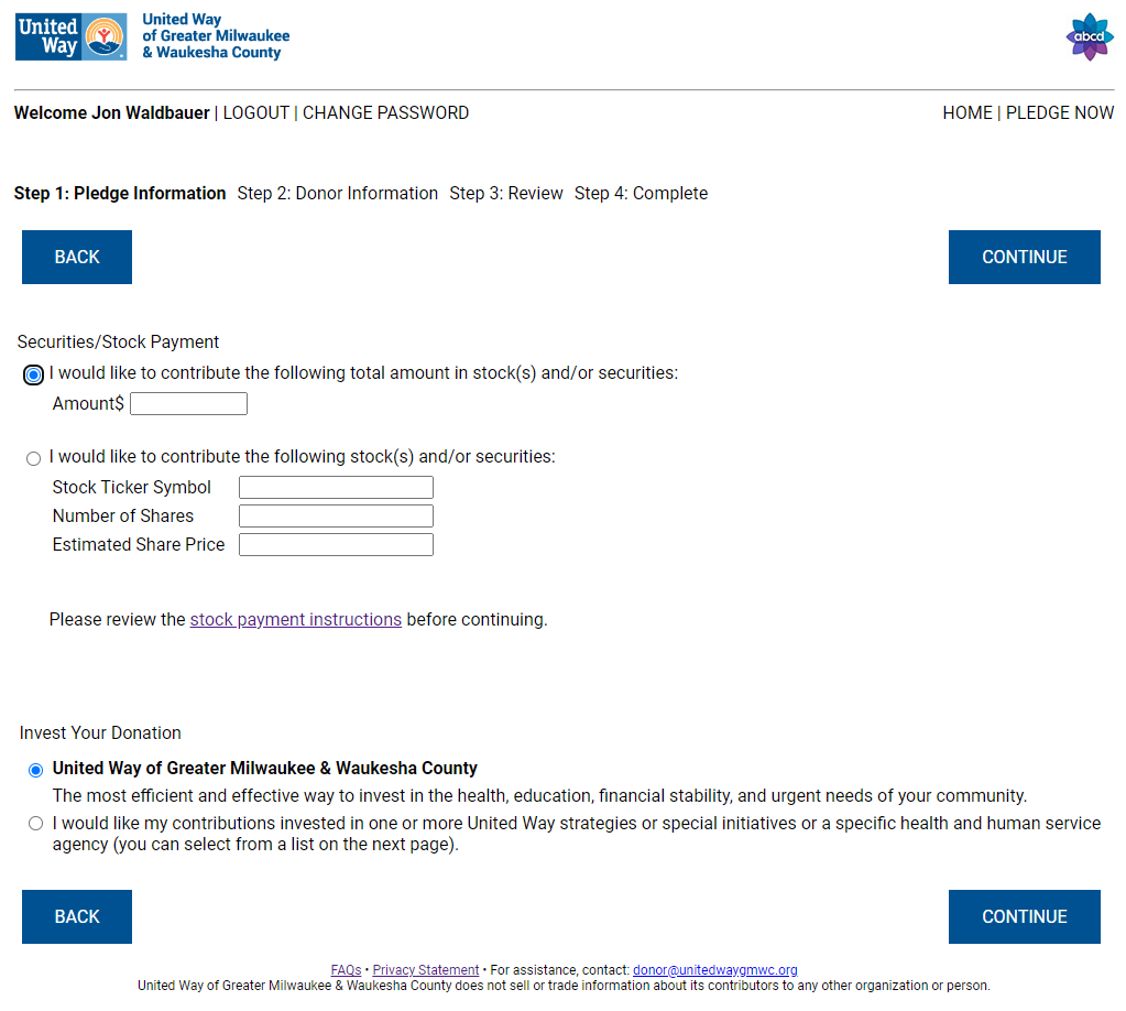 2023 Demo Screenshot of Securities & Stock Payment Type