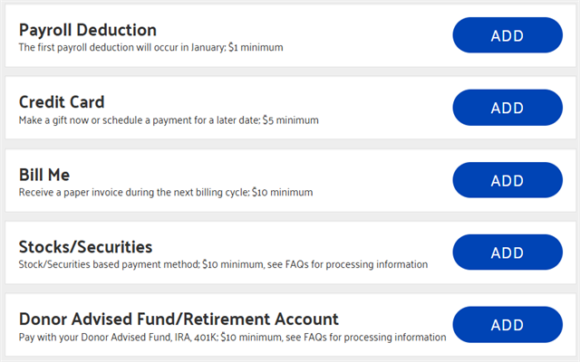 Give At Work - Payment Methods