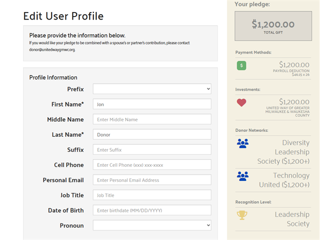 Give At Work - User Profile