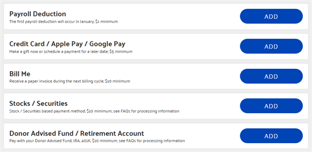 Give At Work - Payment Methods