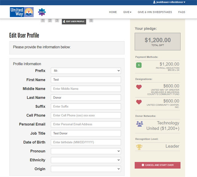 Give At Work - User Profile