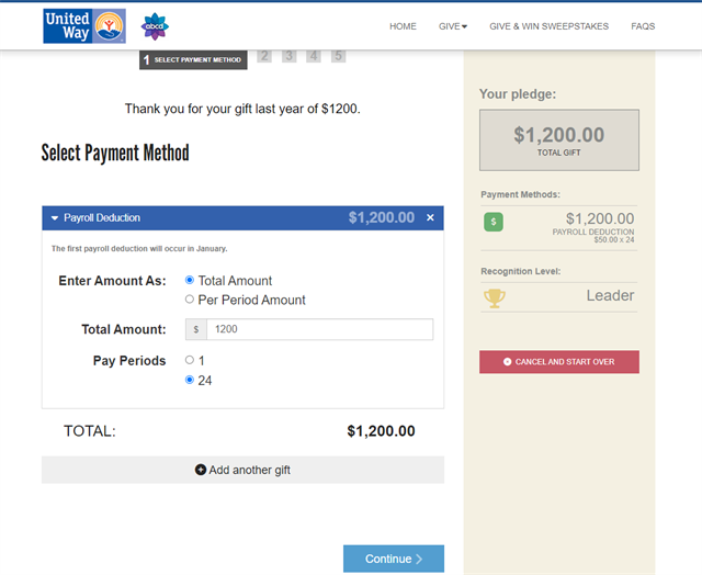 Give At Work - Payroll Deduction