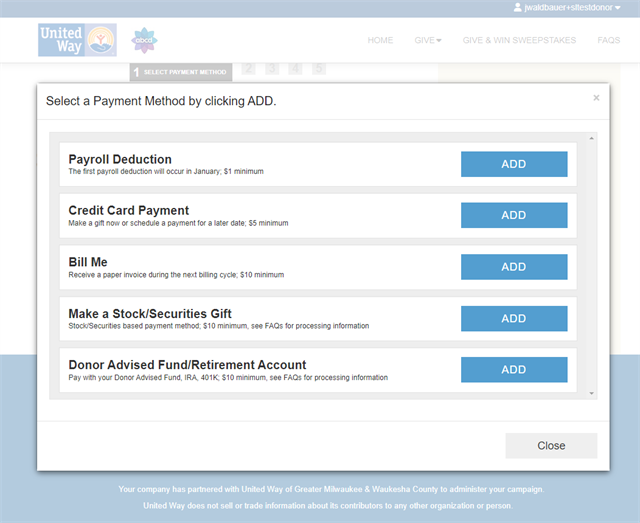 Give At Work - Payment Methods