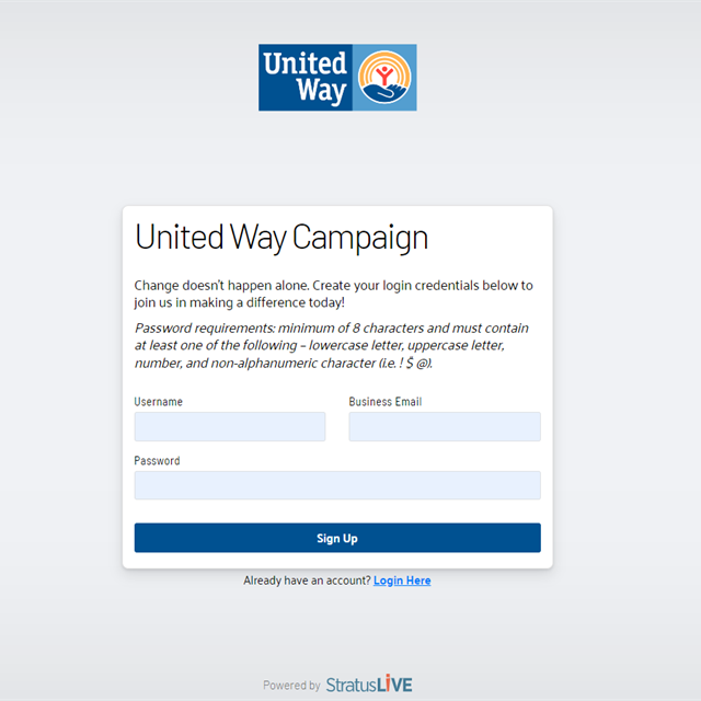 Give At Work - Login Screen - Custom Registration