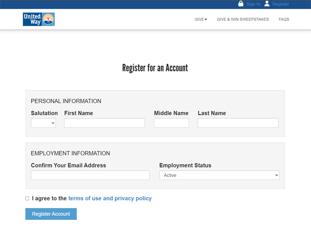 Give At Work - Register - Account