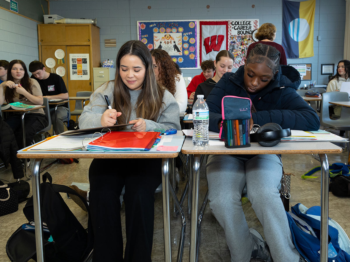 group of high school students in classroom