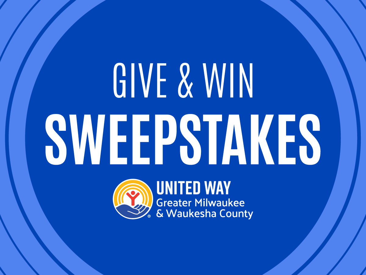 Image with circle and words Give & Win Sweepstakes