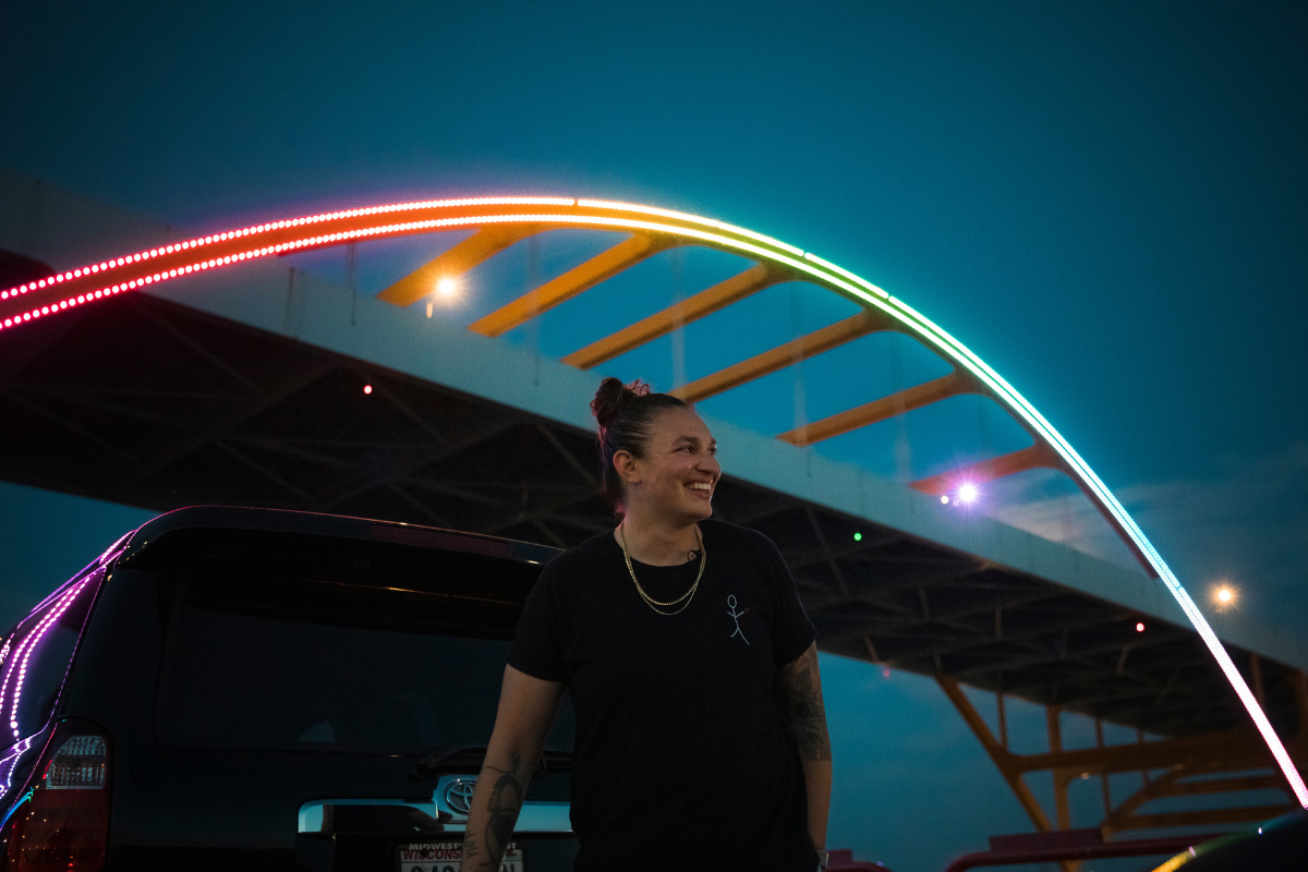 Image of DJ Shawna by the Hoan Bridge