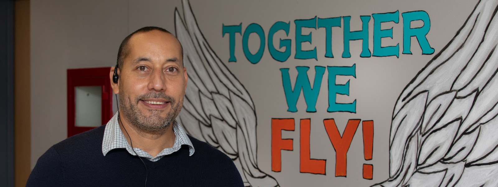 Man beside together we fly