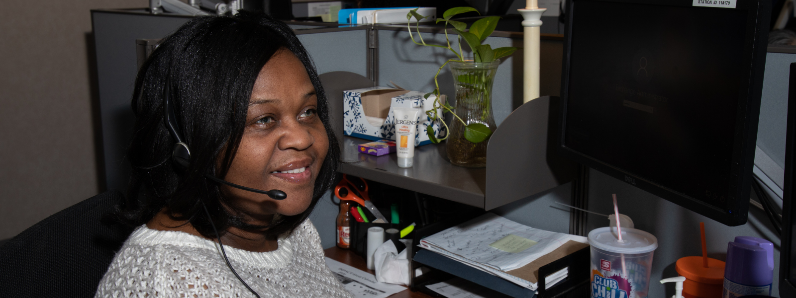 Woman with headset