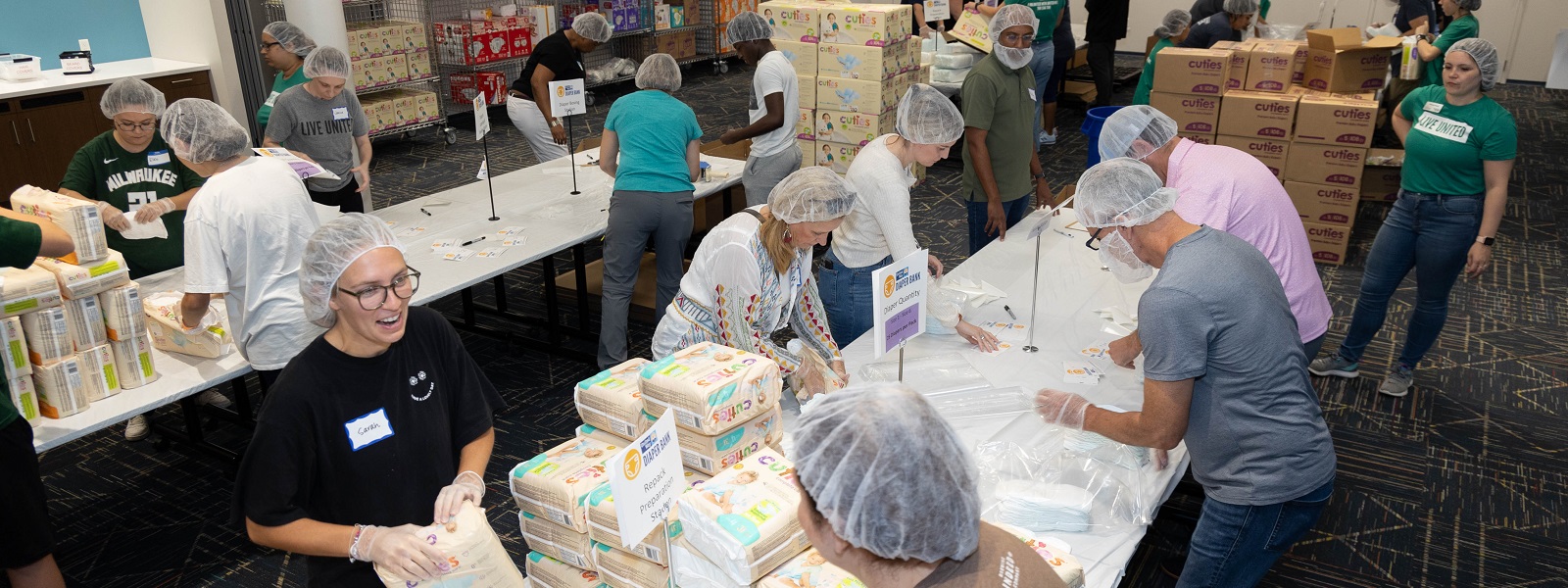 Volunteers at United Way's Diaper Bank