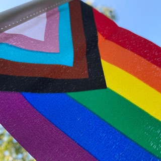 Pride flag waving in the wind