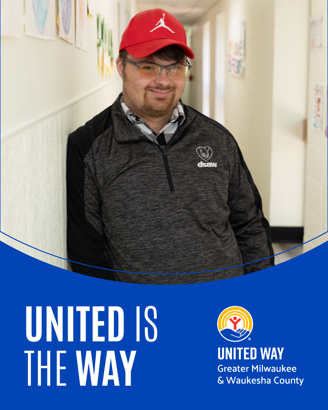Image of person in hallway with United is the Way