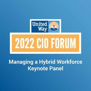Image with words "Managing a Hybrid Workforce Keynote Panel" to play videos