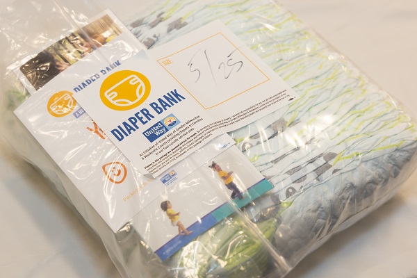 Packed diapers for United Way's Diaper Bank