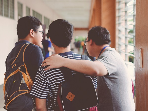Students hanging out at school.