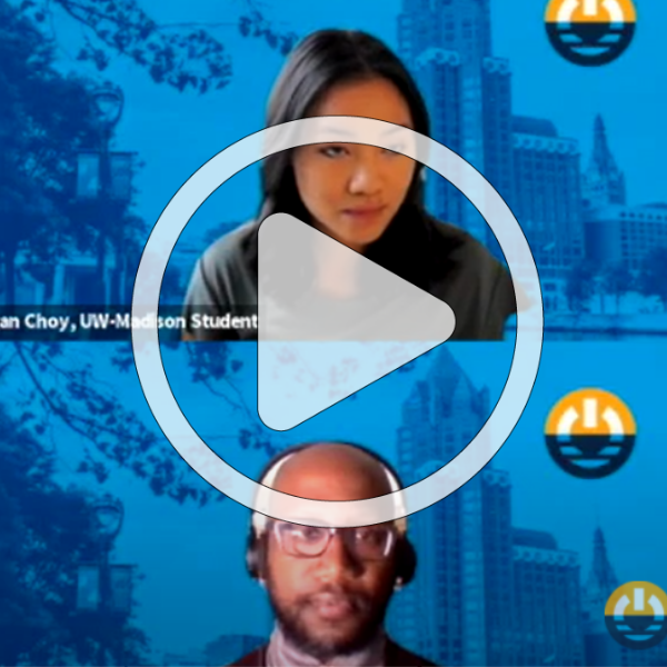 screenshot of video with play button overlay to signify the link in a video