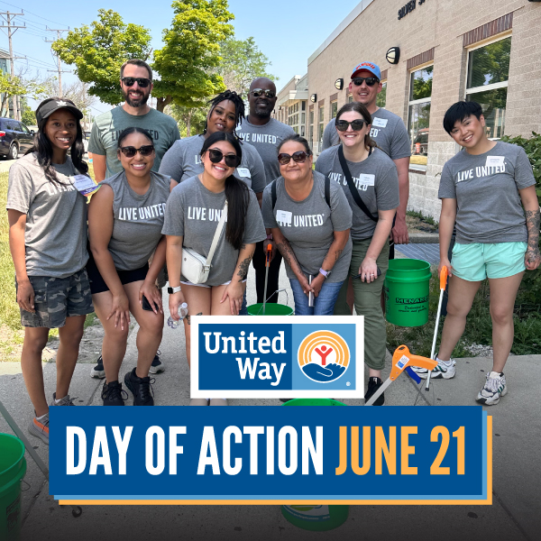 image of volunteers with the words Day of Action