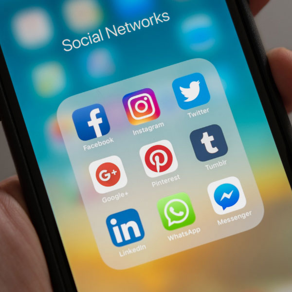 image of phone screen with social media app icons